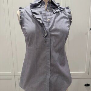 Banana Republic Striped Ruffle Sleeveless Blouse (S)